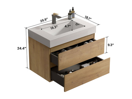 Alice - Bathroom Vanity With Sink, Large Storage Wall Mounted Floating Bathroom Vanity For Modern Bathroom