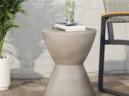 Outdoor Hourglass Shaped Side Table - Light Gray