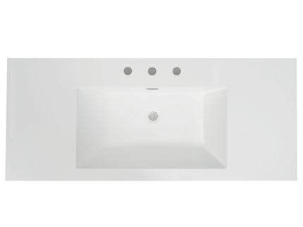 Vanity Top With 3 Faucet Holes, Rectangular Basin For Bathroom - White