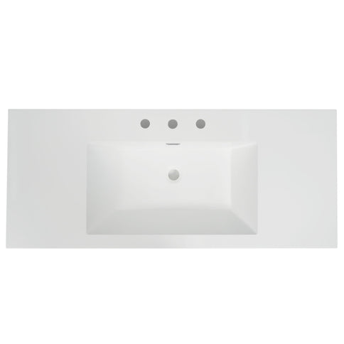 Vanity Top With 3 Faucet Holes, Rectangular Basin For Bathroom - White