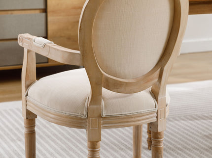 French Vintage Upholstered Fabric Dining Armchair (Set of 2)