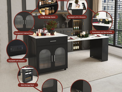 Expandable Kitchen Island With Power Outlet