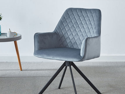 Modern Desk Chair No Wheel, Ergonomic Office Chair Home Office Upholstered Chair, Computer Chair For Bedroom, Reception Room, Living Room With Metal Legs - Blue