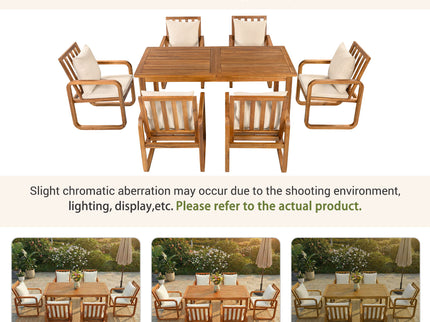 7 Piece Outdoor Patio Dining Set With Removable Cushions