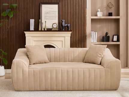 Oversized 2 Seater Loveseat With 2 Decor Throw Pillows, Deep Seat Sofa For Living Rooms