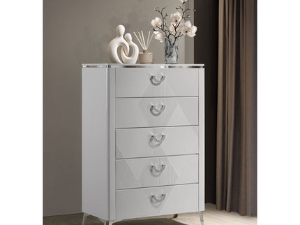 Buckley - 5 Drawer Chest - Gloss White