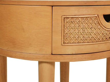 Cabana - Round Cane Storage Side Table - Natural Brown Oak