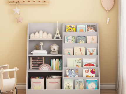 Bookshelf And Toy Storage Organizer, 4 Tier Bookcase With Display Stand For Playroom