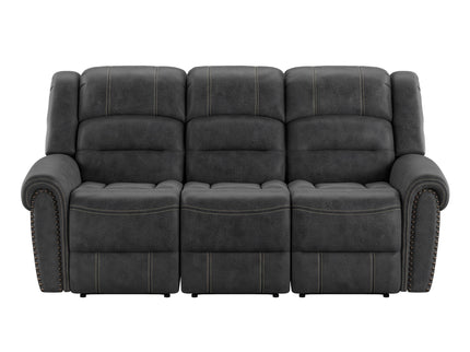Reclining Sofa - Gray - Faux Leather