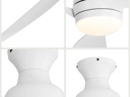 52" Low Profile Ceiling Fan With Lights, Quiet Reversible DC Motor, Dimmable LED, 3 Blades - White