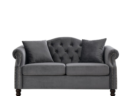 2 Seater Chesterfield Sofa With Rolled Arms And Nailhead Trim For Living Room