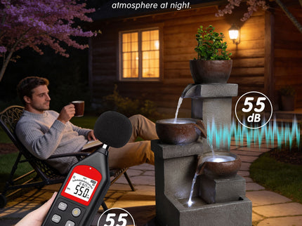 LED Waterfall Fountain Outdoor For Garden - Gray