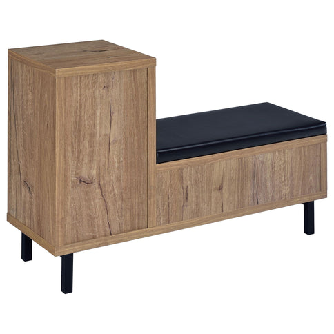 Stagg - 1 Door Entryway Shoe Storage Bench With Cushion, 4 Tier Hidden Storage - Natural