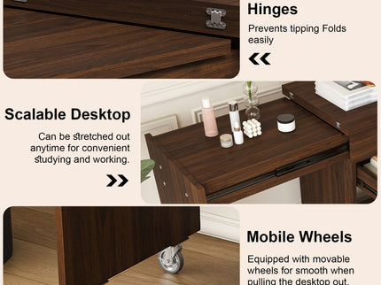Folding Desk With Mirror And Storage Stol For Bedroom
