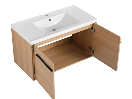 Bathroom Vanity Set With Resin Countertop Sink, 2 Doors