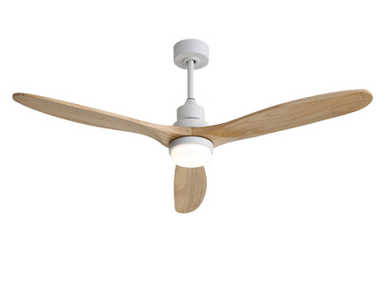 60" DC Motor Ceiling Fan With Light, 3 Blades, 18W LED 3 Color Dimmable With Memory, 6 Speed Lcd Remote Control, Reversible Motor, Timer Setting (1 / 4 / 8 H) - White