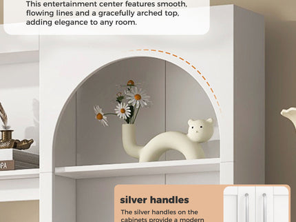 Arched Entertainment Center Wall Unit With Drawers, TV Stand