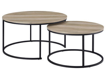 Arrize - 2 Piece Round Nesting Coffee Table Set - Pine Wood