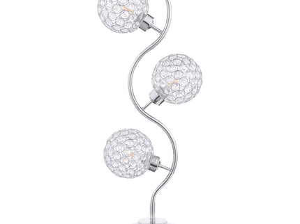 Vandy - 3 Light Curvy Table Lamp With Orb Shades - Chrome