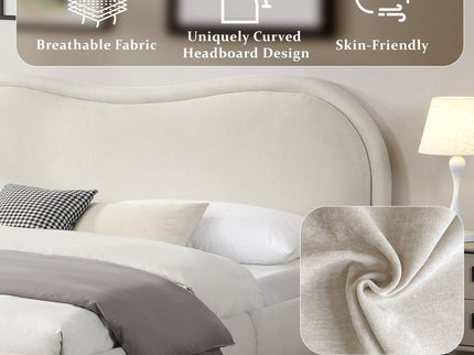Upholstered Platform Bed Frame With Curved Headboard