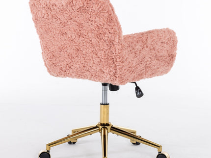 Office Chair, Artificial Rabbit Hair Home Office Chair With Metal Base, Adjustable Desk Chair Swivel Office Chair, Vanity Chair