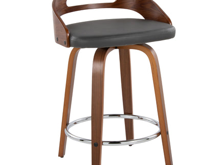 Cassis - Mid Century Modern Fixed Height Counter Stool With Swivel With Round Footrest (Set of 2)