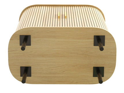 Fluted Wine Bar Cabinet With 8 Grid Wine Rack, 5 Level Adjustable Shelves, 2 Glass Holders