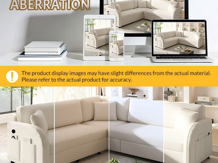 L-Shaped Couch With Pull-Out Bed, Oversize Convertible Sleeper Sofa With Side Pocket & USB Port