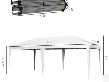 Outsunny - 10' x 19.2' Pop Up Canopy Tent, Heavy Duty Tent For Parties, Outdoor Instant Gazebo Sun Shade Shelter With Carry Bag For Catering, Events, Wedding, Backyard Bbq