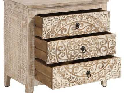 Kenzie - 3 Drawer Mandala Cabinet - White
