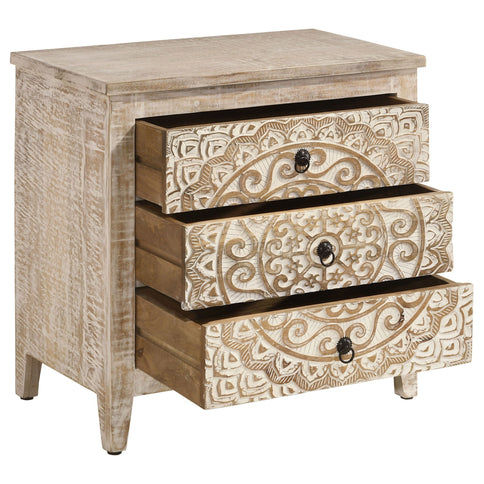 Kenzie - 3 Drawer Mandala Cabinet - White