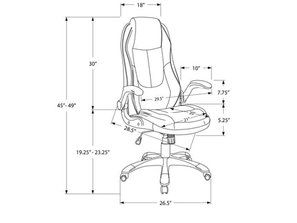 Office Chair, Adjustable Height, Swivel, Ergonomic, Armrests, Contemporary & Modern - Black
