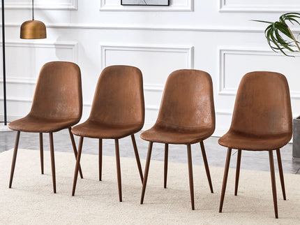 (Set of 4) Backrest AndTransfer Legs Chairs Adding A Touch Of Elegance To Minimalist And Scandinavian Style Homes - Walnut