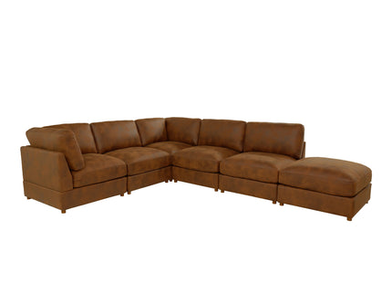 Modular Upholstered Sectional, Medium Firm Seat Cushion, Custom Configuration - Brown