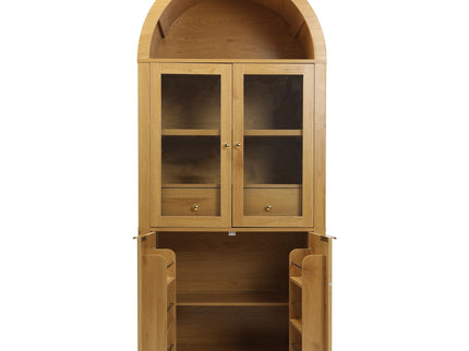 Fluted Tall Arched Pantry Cabinet With Adjustable Shelves
