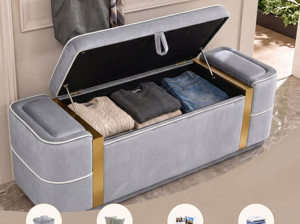 Storage Bench Upholstered Ottoman Bed End Bench With Lift Top Storage