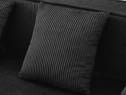 U-Shaped Sectional Sofa With RGB LED Light Strip And 6 Pillows