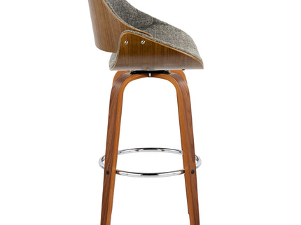 Fabrizzi - Mid Century Modern Fixed Height Barstool With Swivel With Round Footrest (Set of 2)