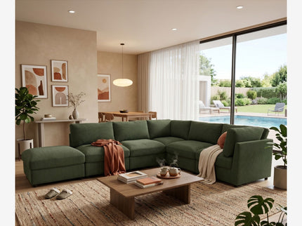 Reversible Modular Sectional & Custom Configuration And Premium Upholstery - Dark Green