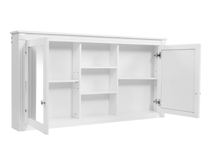 Modern Wall-Mount 2 In 1 Mirror Cabinet With Adjustable Shelves, Soft-Closing Hinges