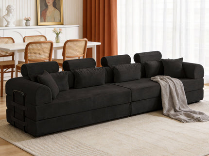 Modern L-Shape Modular Sectional Sofa, Compressed Design
