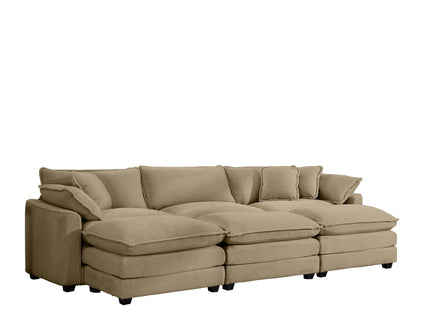 Oversized Modular Cushion Sofa With Ottoman, Low Back, Deep Seating Sofa Set