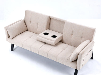 Sofa Bed With Foldable Design And Cup Holder