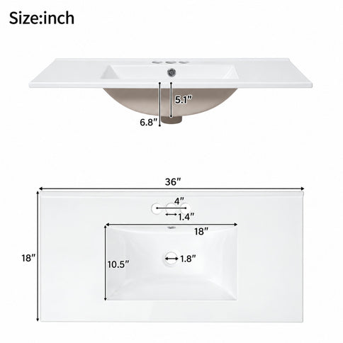 Bathroom Vanity With Sink, Soft Close Doors, Double Shelves & Divided Drawer