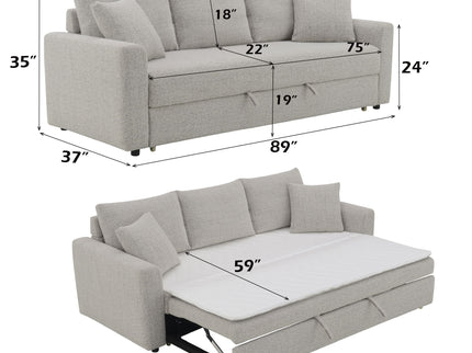 Connie - Boucle Sleeper Sectional Sofa With 2 Toss Pillows - Beige