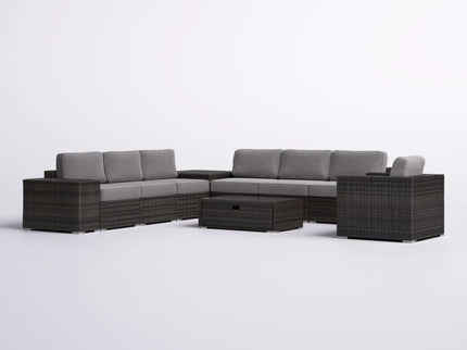 Modern Patio Rattan Sectional Set With Cushions