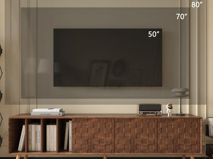 TV Stand, Cabinet For Living Room, Fits TVs Up To 80" - Walnut