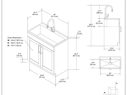Modern Shaker All-In-One Laundry Utility Sink And Cabinet With Pull-Out Faucet