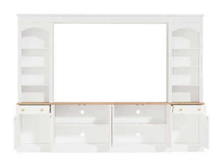 Arched Entertainment Center Wall Unit With Bookshelf, Retro Large TV Stand