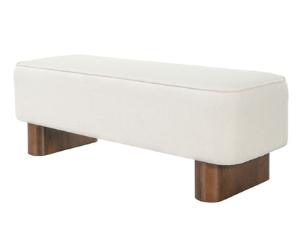 Upholstered Ottoman Bench With Thick Padded Design - Beige